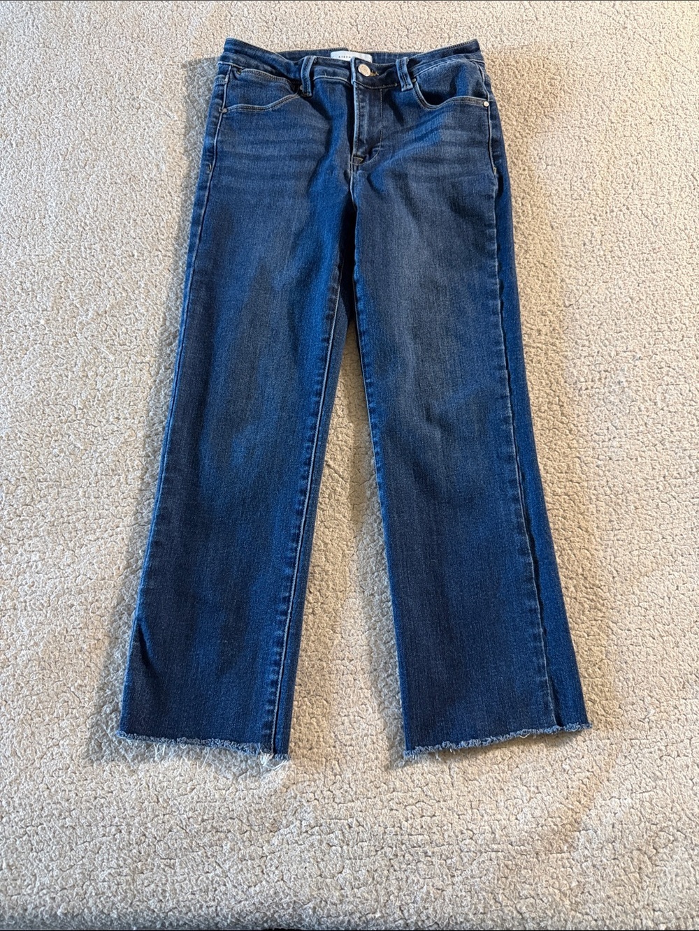 Risen Classic High Waisted Straight Leg Women's Jeans in Dark Blue Denim 7/28